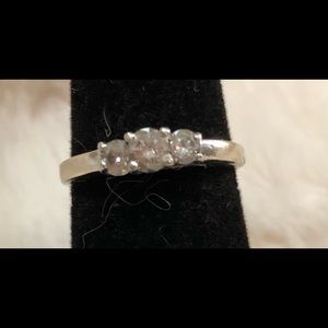 Perfect 14k 3 stone natural diamond ring.